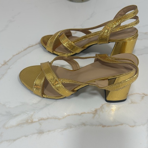 Elegant Gold Strappy Heels - Picture 2 of 4